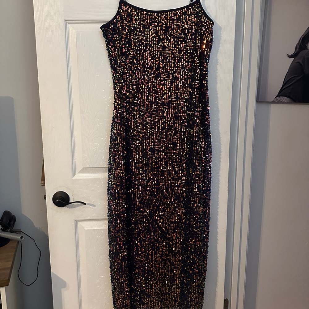 Wild Fable Purple and Black Sequin Sheath Dress
